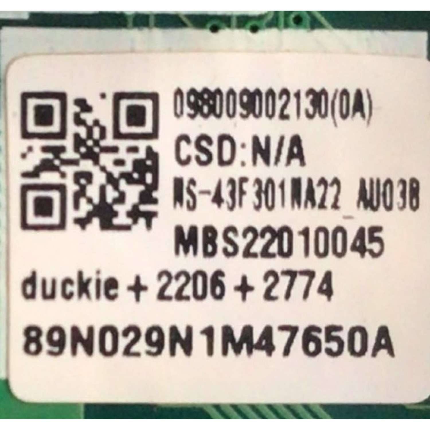 MAIN PARA TV INSIGNIA / NUMERO DE PARTE 098009002130 / TD.MT9020.63 / MBS22010045 / DISPLAY T430QVN03.B / MODELO NS-43F301NA22 - Imagen 2